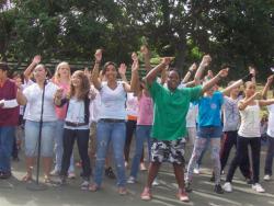 Montessori students sing and dance for peace.